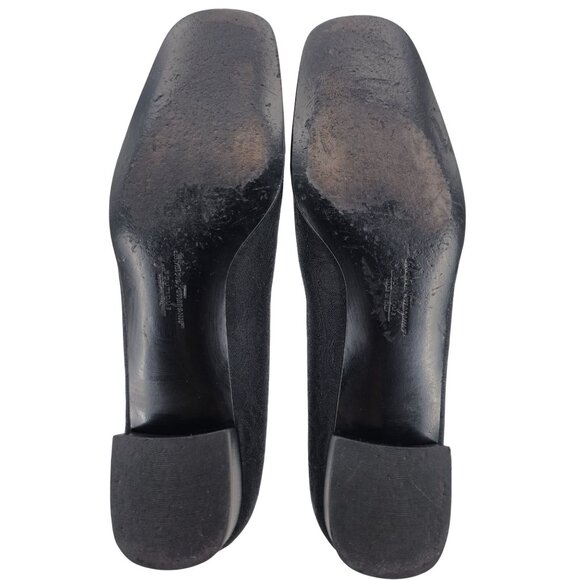 Salvatore Ferragamo Italy Womens 8AA Black Signature Gancini Dress Shoe Pumps - Picture 7 of 11